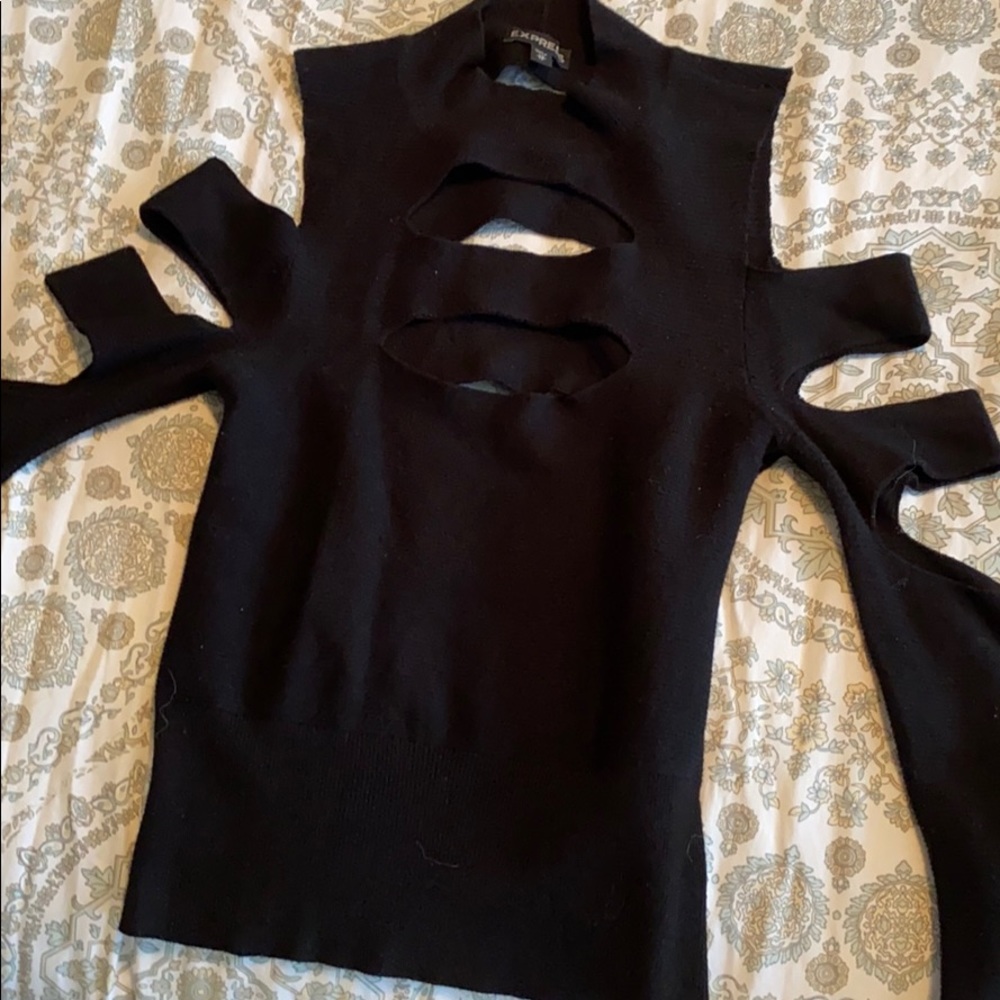 Black cut out sweater shirt